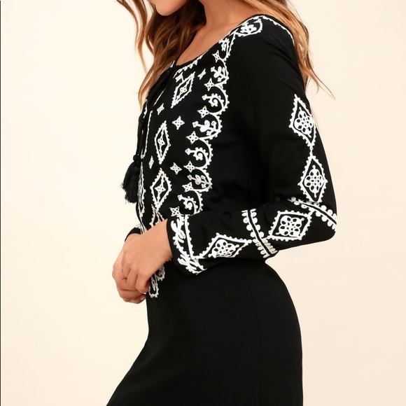 Lulus black and white embroidered dress - Picture 5 of 7